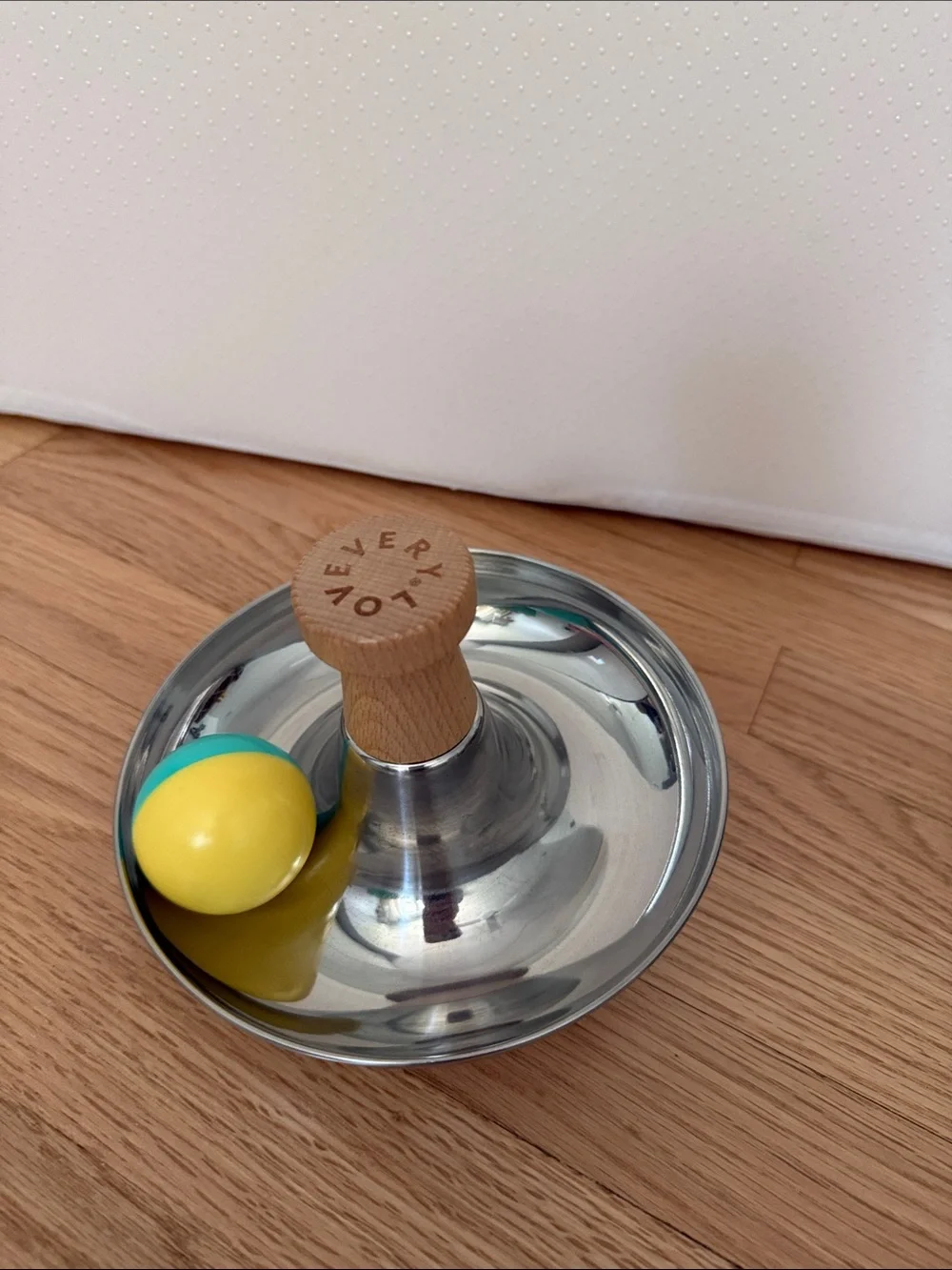 Lovevery stainless steel tip & turn with Yellow & Teal Ball